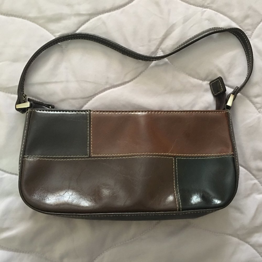 Brown& Black Color Block Purse w/ Zipper
